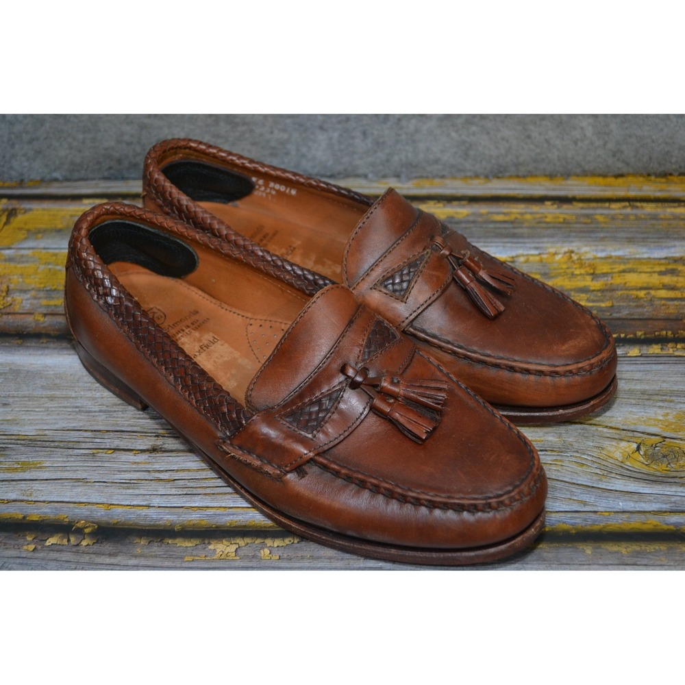 Allen Edmonds Maxfield Shoes Mens 10 E Brown Leather Tassel Loafers Dress USA